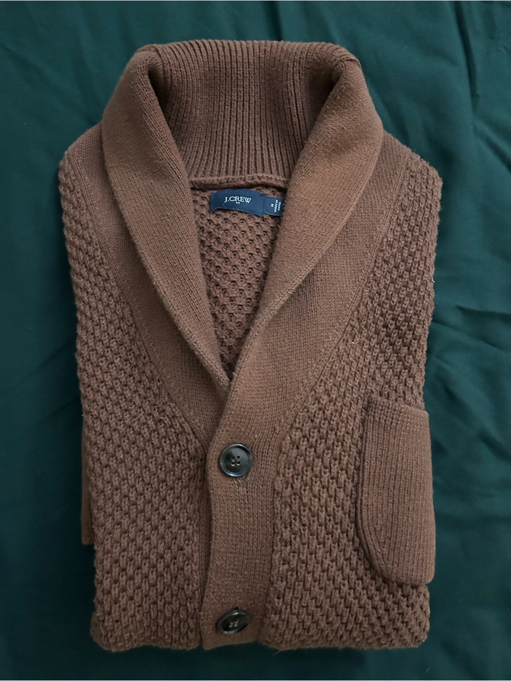 J. Crew Brown Shawl-Collar Knit Cardigan